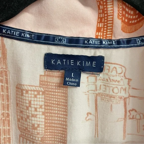 KATIE KIME Pink PJ Set Button Top & Shorts Nashville Johnny Cash & June Sz L - Picture 7 of 15